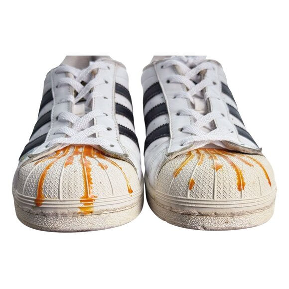 ADIDAS Customized Superstar Low-Top Sneaker Sunflower & Honey Bee Womens SZ 6.5 - Picture 4 of 12